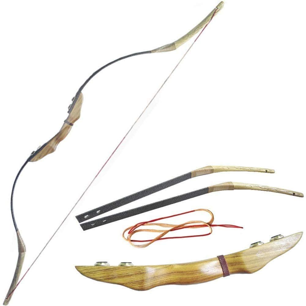 60 Inches Archery Take-Down Recurve Bow 30-50lbs Traditional Wooden Bow Hunting Longbow Horse Bow for Outdoor Practice Shooting (Bow, 50lbs)