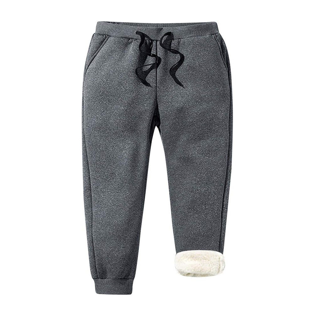 ZGZZ7 Men's Winter Warm Fleece Pants Sherpa Lined Sweatpants Active Thermal Running Joggers Pants (Grey, XL)