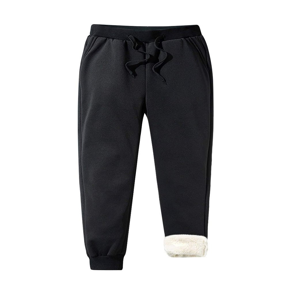 ZGZZ7 Men's Winter Warm Fleece Pants Sherpa Lined Sweatpants Active Thermal Running Joggers Pants (Black, S)