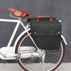 TOURBON Double Cycling Bike Bicycle Pannier Bags for Rear Rack (Water-resistant Canvas, Roll-up) (Black) view 3