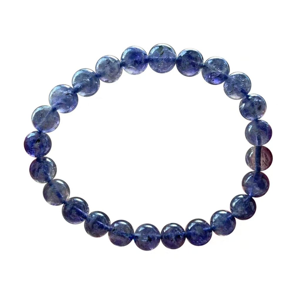7mm Natural Iolite Cordierite Gemstone Crystal Round Bead Stretch Bracelet AAAA