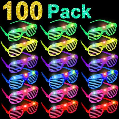 100 Pack Glow Sticks Glasses Bulk Party Pack Valentines Day Party Supplies, Light Up Glasses Bulk,Glow in the Dark Party Supplies Favors,LED Sunglasses, Concert, Neon,Birthday, Party Favors, Pool