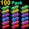 100 Pack Glow Sticks Glasses Bulk Party Pack Valentines Day Party Supplies, Light Up Glasses Bulk,Glow in the Dark Party Supplies Favors,LED Sunglasses, Concert, Neon,Birthday, Party Favors, Pool view 1