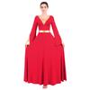 IBAKOM Adult Women Praise Robe Worship Dress Bell Sleeve Liturgical Full Length Wide Swing Loose Fit Lyrical Celebration of Spirit Dancewear Red+Gold S view 3