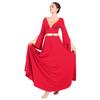 IBAKOM Adult Women Praise Robe Worship Dress Bell Sleeve Liturgical Full Length Wide Swing Loose Fit Lyrical Celebration of Spirit Dancewear Red+Gold S view 4