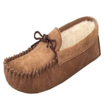 Mokkers Mens Jake Real Suede Moccasin Slippers (9 US) (Light Taupe)