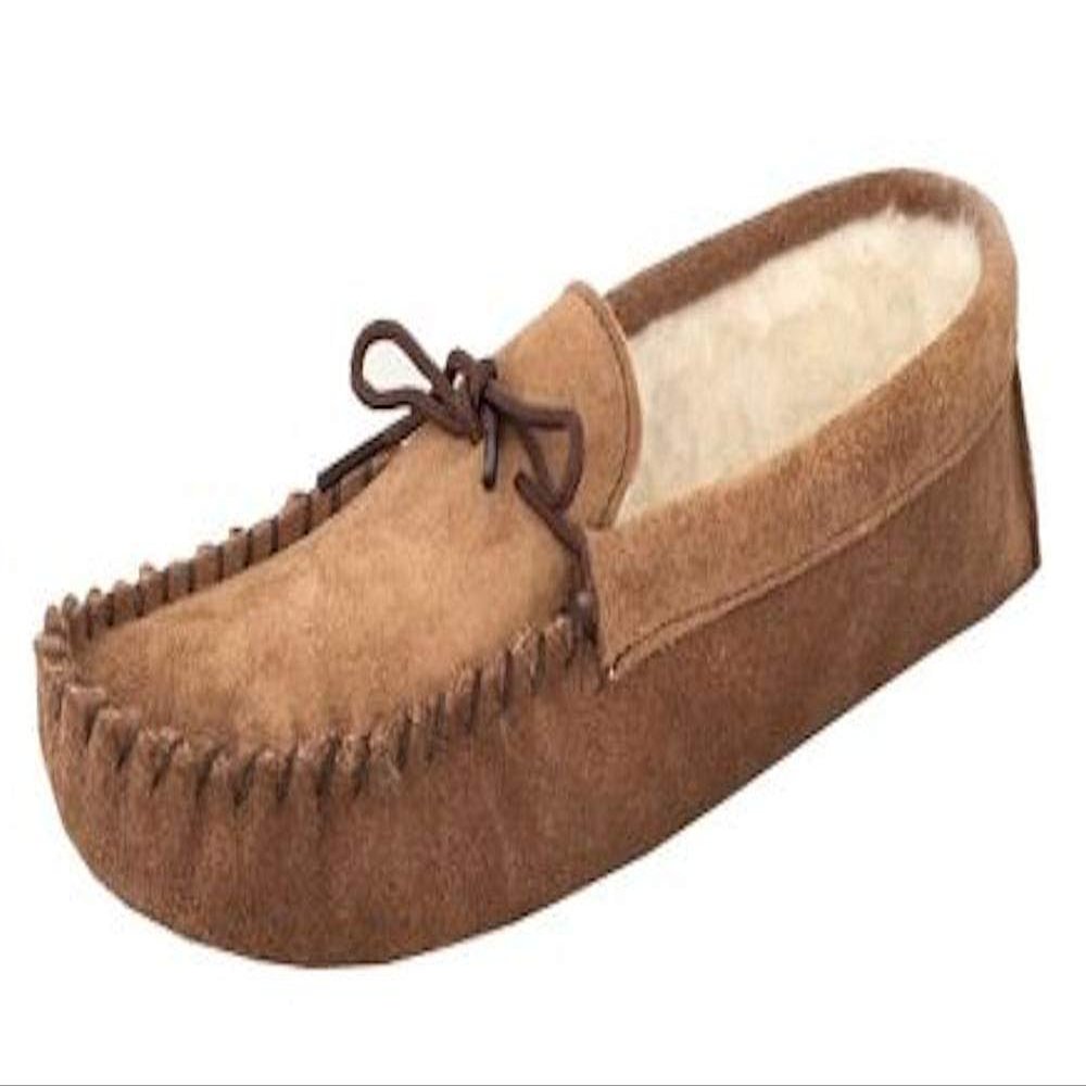 Mokkers Mens Jake Real Suede Moccasin Slippers (9 US) (Light Taupe)