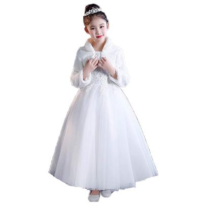 LeJulyeekay Girls Princess Faux Fur Flower Girl Bolero Shrug Party Wedding Capelet Dress Up