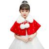 LeJulyeekay Red Flower Girl Faux Fur Wraps Cape Kids First Communion Fur Capelet for Girls view 1