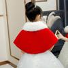 LeJulyeekay Red Flower Girl Faux Fur Wraps Cape Kids First Communion Fur Capelet for Girls view 2
