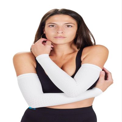 CzSalus Sport use/anti cellulite compression firming Arms sleeves (L/XL, White)