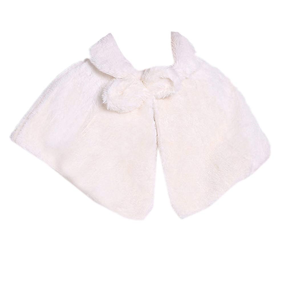 LeJulyeekay Girls Princess Faux Fur Flower Girl Bolero Shrug Party Wedding Capelet Dress Up
