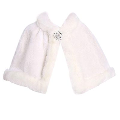 LeJulyeekay Ivory Flower Girl Faux Fur Wraps Cape Kids First Communion Fur Capelet for Girls