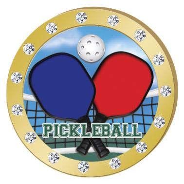 Crown Awards Pickleball Gold Rhinestone Pin, Gold Pickleball Pins, 100 Pack Prime