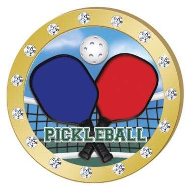 Crown Awards Pickleball Gold Rhinestone Pin, Gold Pickleball Pins, 100 Pack Prime