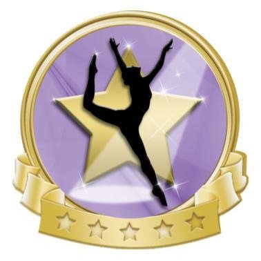 Crown Awards Purple Gold Star Dancer Banner Pin, Gold Dance Pins, 100 Pack