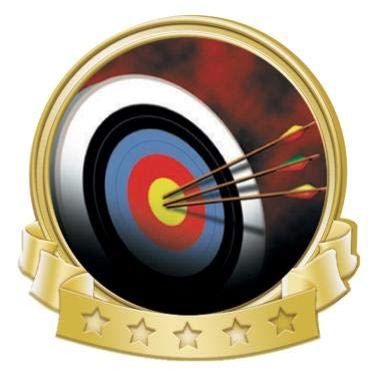 Crown Awards Archery Banner Pin, Gold Archery Pins, 100 Pack Prime