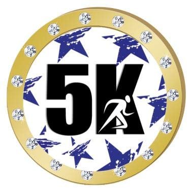 Crown Awards 5K Running Gold Rhinestone Pin, Gold Running Pins, 100 Pack