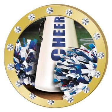 Crown Awards Cheer Gold Rhinestone Pin, Gold Cheer Pins, 50 Pack