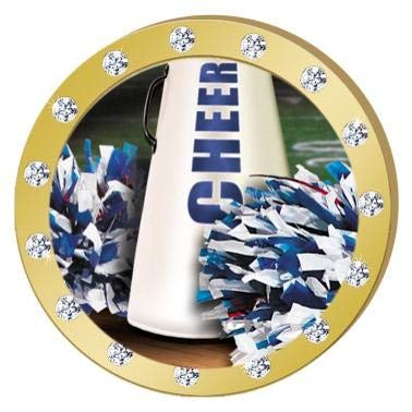 Crown Awards Cheer Gold Rhinestone Pin, Gold Cheer Pins, 50 Pack
