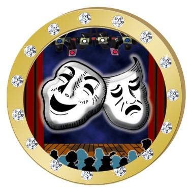 Crown Awards Drama Masks Gold Rhinestone Pin, Gold Drama Pins, 100 Pack Prime