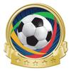 Crown Awards Soccerball with Colored Background Banner Pin, Gold Soccer Pins, 100 Pack Prime view 1