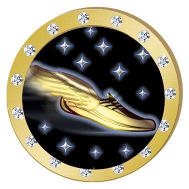 Crown Awards Gold Winged Foot Gold Rhinestone Pin, Gold Running Pins, 100 Pack Prime