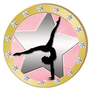 Crown Awards Gymnastics Female Gold Rhinestone Pin, Gold Gym Pins, 100 Pack Prime
