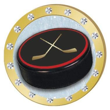 Crown Awards Hockey Puck Gold Rhinestone Pin, Gold Hockey Pins, 100 Pack Prime