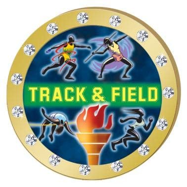 Crown Awards Track and Field Gold Rhinestone Pin, Gold Track and Field Pins, 100 Pack Prime