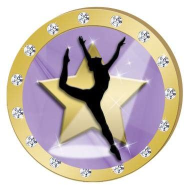 Crown Awards Purple Gold Star Dancer Gold Rhinestone Pin, Gold Dance Pins, 100 Pack Prime