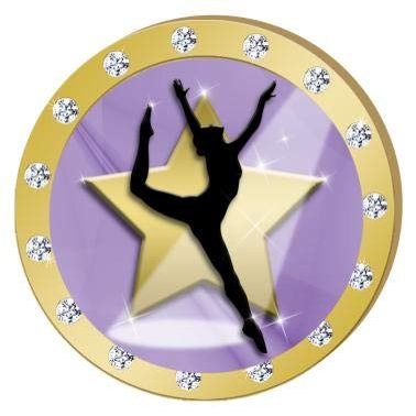 Crown Awards Purple Gold Star Dancer Gold Rhinestone Pin, Gold Dance Pins, 100 Pack Prime