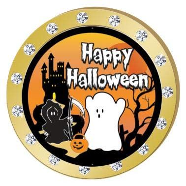 Crown Awards Happy Halloween Gold Rhinestone Pin, Gold Halloween Pins, 100 Pack Prime