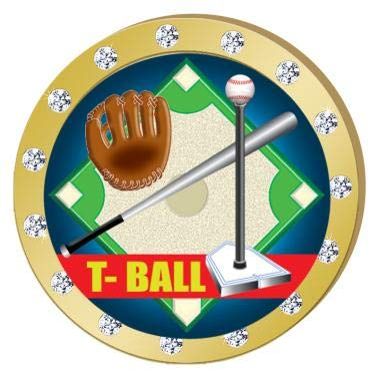 Crown Awards T-Ball Gold Rhinestone Pin, Gold T-Ball Pins, 30 Pack Prime