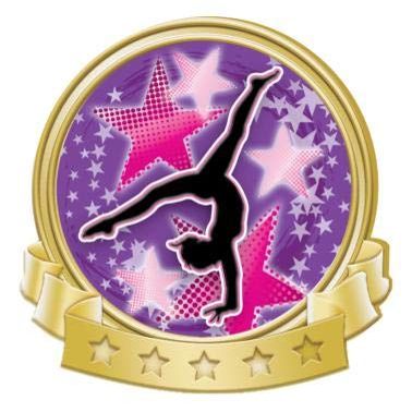 Crown Awards Gymnastics Star Confetti Banner Pin, Gold Gymnastics Pins, 100 Pack