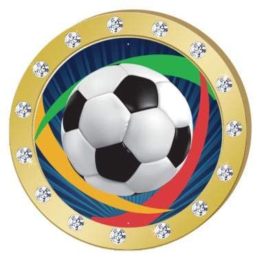 Crown Awards Soccerball with Colored Background Gold Rhinestone Pin, Gold Soccer Pins, 100 Pack Prime
