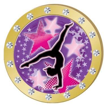 Crown Awards Gymnastics Star Confetti Gold Rhinestone Pin, Gold Gymnastics Pins, 100 Pack Prime