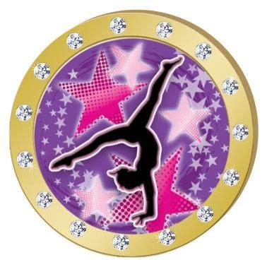 Crown Awards Gymnastics Star Confetti Gold Rhinestone Pin, Gold Gymnastics Pins, 100 Pack Prime