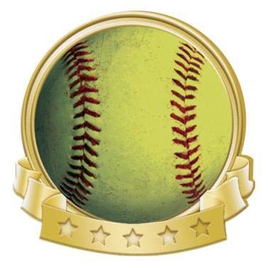 Crown Awards Softball Banner Pin, Gold Softball Pins, 100 Pack Prime