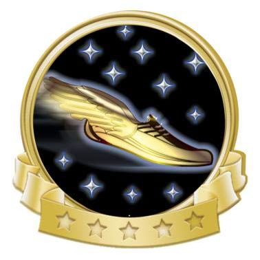 Crown Awards Gold Winged Foot Banner Pin, Gold Running Pins, 100 Pack Prime