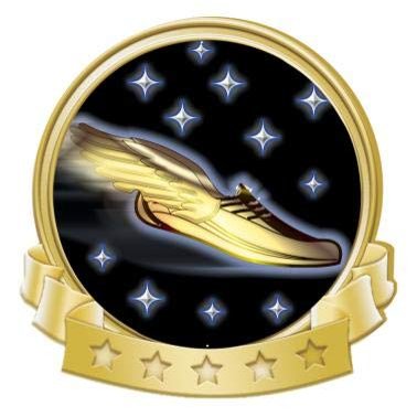 Crown Awards Gold Winged Foot Banner Pin, Gold Running Pins, 100 Pack Prime