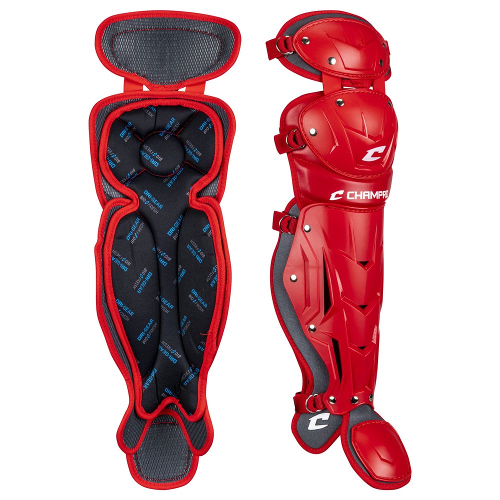 CHAMPRO Optimus Pro Leg Guard - 14.5" Shin Length, Scarlet