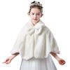 LeJulyeekay Ivory Flower Girl Faux Fur Wraps Cape Kids First Communion Fur Capelet for Girls view 1