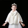 LeJulyeekay Ivory Flower Girl Faux Fur Wraps Cape Kids First Communion Fur Capelet for Girls view 3