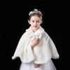 LeJulyeekay Ivory Flower Girl Faux Fur Wraps Cape Kids First Communion Fur Capelet for Girls view 4