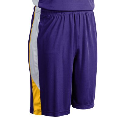CHAMPRO boys Youth Rebel Polyester Basketball Short, Purple, Gold, White, Medium US