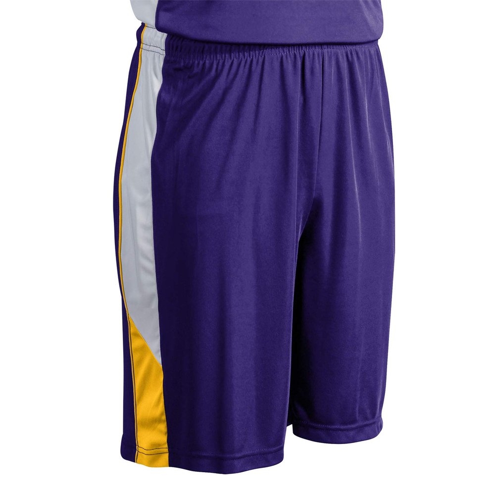 CHAMPRO boys Youth Rebel Polyester Basketball Short, Purple, Gold, White, Medium US