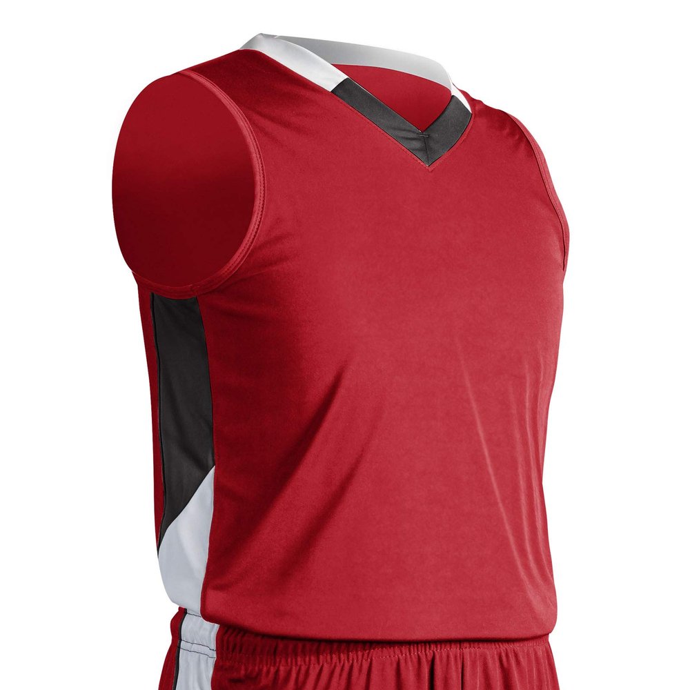 Champro Rebel Polyester Basketball Jersey, Adult Medium, Scarlet, Black, White