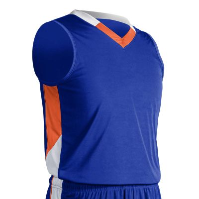 Champro Rebel Polyester Basketball Jersey, Youth Large, Royal, Orange, White