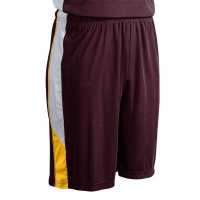 Champro Rebel Polyester Basketball Short, Youth Large, Maroon, Gold, White